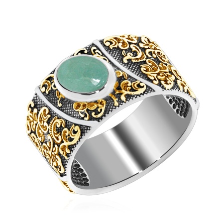 Купить кольцо из серебра с авантюрином в интернет-магазине KRASNOE