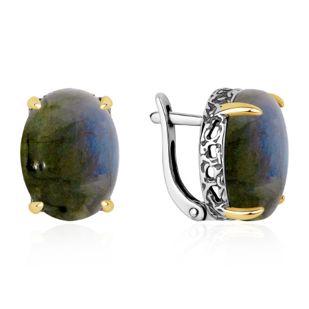 Серьги из серебра с лабрадоритами 2317Л05323 от KRASNOE, металл Серебро, вставка Лабрадорит