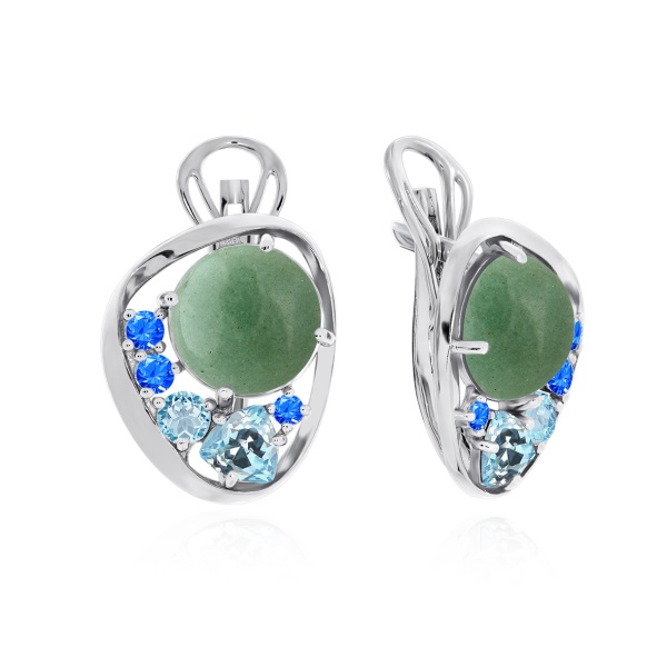 Серьги из серебра с авантюрином