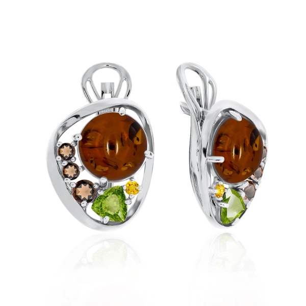 Серьги из серебра с янтарем