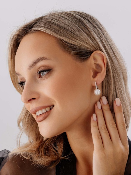 Серьги из серебра с жемчугом 2340241557-1 от KRASNOE, металл Серебро, вставка Жемчуг Имитация