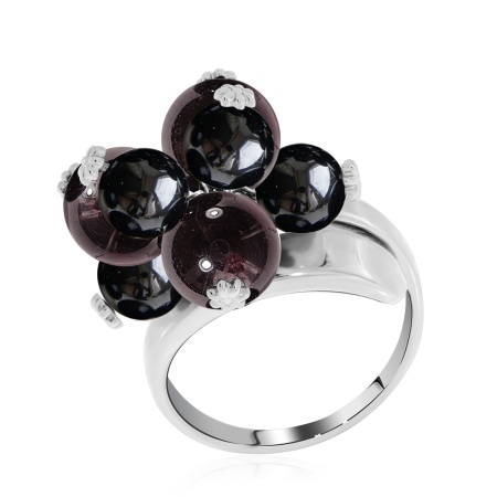 Купить кольцо из серебра с гранатами и агатами в интернет-магазине KRASNOE