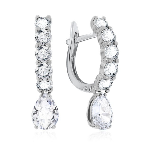 Серьги из серебра с фианитом