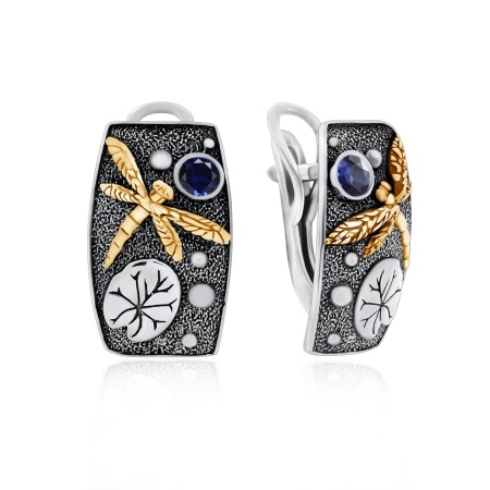 Серьги из серебра с корундом