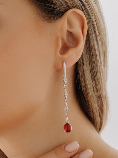 Серьги из серебра с агатом со скидкой