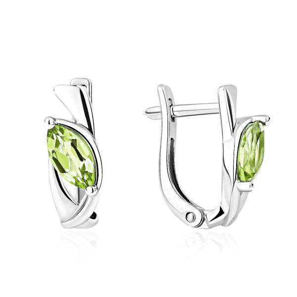 Серьги из серебра с хризолитом