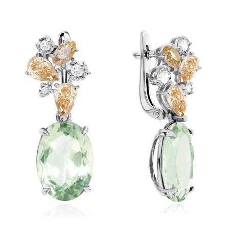 Серьги из серебра с фианитами