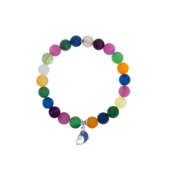 Купить браслет из серебра с эмалью, фианитами и ледяными агатами