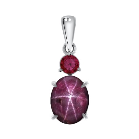 Купить подвеска из серебра с натуральным корундом и рубином звездчатым