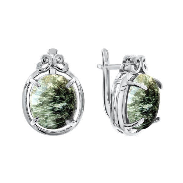 Серьги из серебра с серафинитами