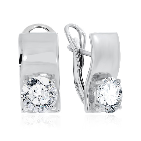 Серьги из серебра с фианитом swarovski со скидкой