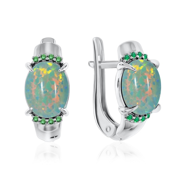 Серьги из серебра с опалом 2340250371л-61 от KRASNOE, металл Серебро, вставка Опал