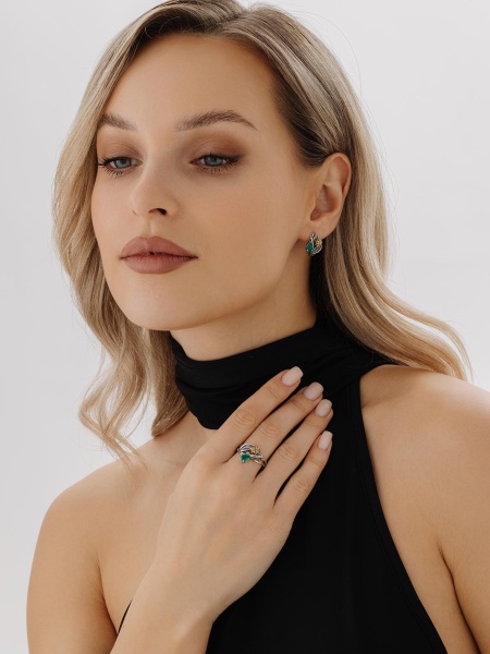 Серьги из серебра с агатом