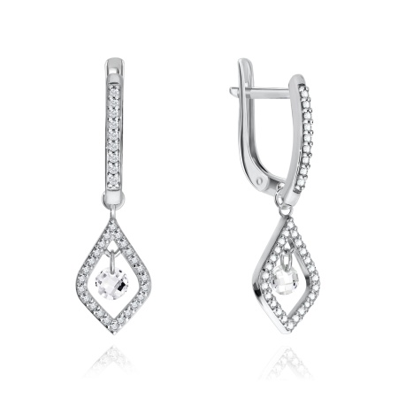 Серьги из серебра с фианитами 2340200771л-1 от KRASNOE, металл Серебро, вставка Фианит