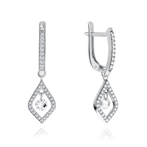 Серьги из серебра с фианитами 2340200771л-1 от KRASNOE, металл Серебро, вставка Фианит
