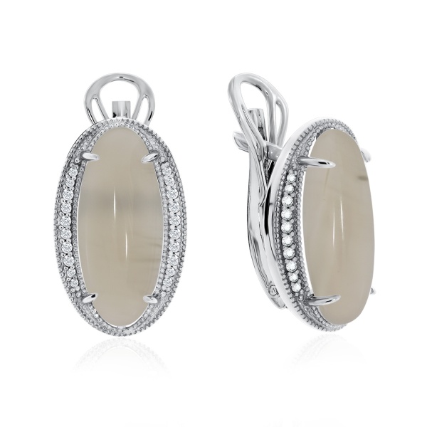 Серьги из серебра с агатами и фианитами 2340390938л-21 от KRASNOE, металл Серебро, вставка Агат