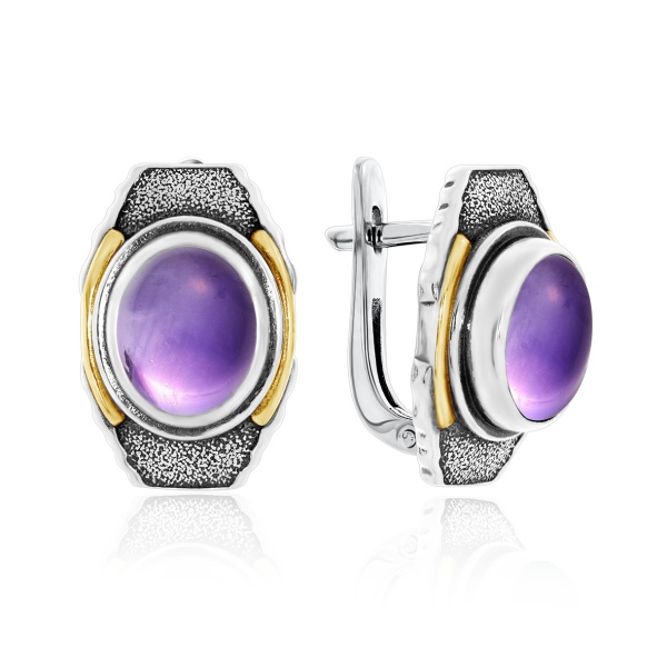Серьги из серебра с аметистами 2317062396 от KRASNOE, металл Серебро, вставка Аметист