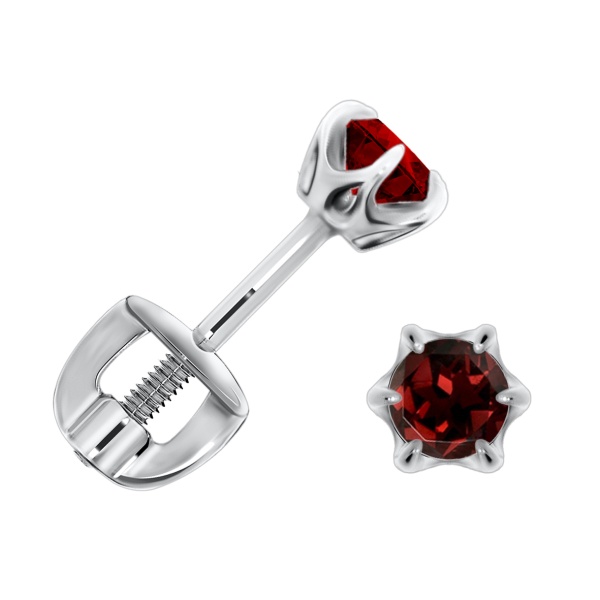 Пусеты из серебра с гранатами