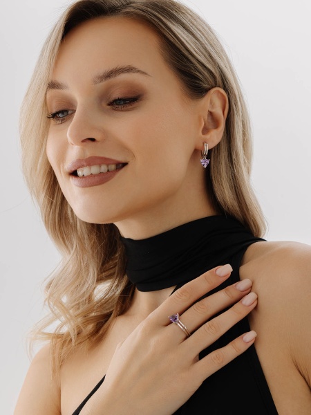 Серьги из серебра с аметистом