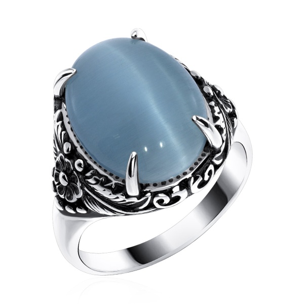 Купить кольцо из серебрас кошачим глазом в интернет-магазине KRASNOE