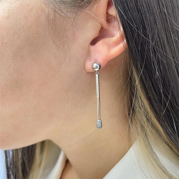 Пусеты из серебра с фианитами 2348201555 от KRASNOE, металл Серебро, вставка Фианит