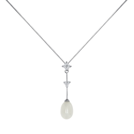 Колье из серебра с жемчугом и фианитами 8340050737-45