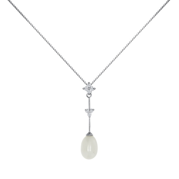 Колье из серебра с жемчугом и фианитами 8340050737-45