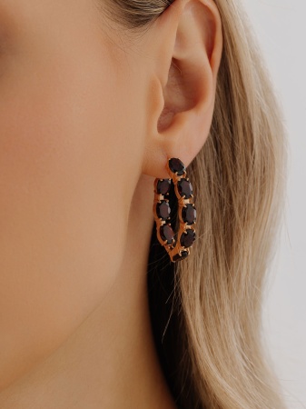 Серьги из серебра с гранатами