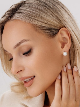 Пусеты из серебра с жемчугом