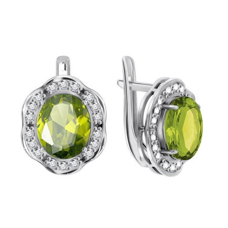 Серьги из серебра с кварцем и фианитами 2340180141-65 от KRASNOE, металл Серебро, вставка Кварц г/т