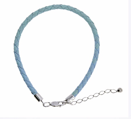 Браслет из серебра с шнур кожаныйом