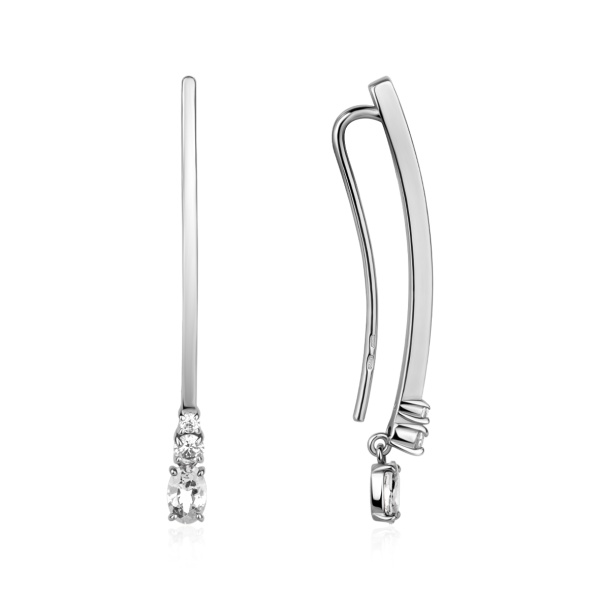Серьги из серебра с фианитом