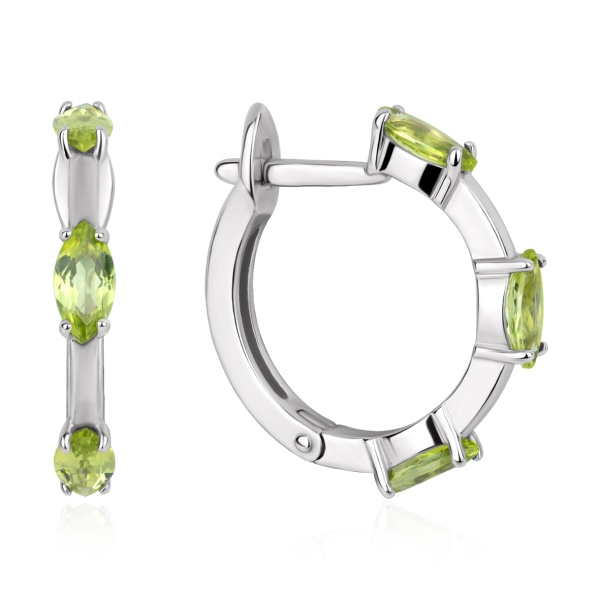 Серьги из серебра с хризолитами в ювелирном интернет-магазине