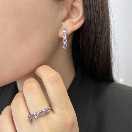 Серьги из серебра с аметист