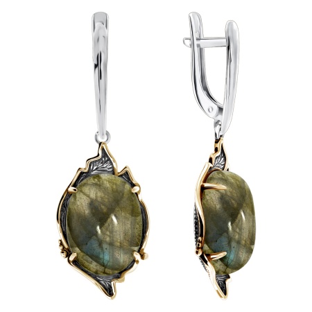 Серьги из серебра с лабрадоритами 2317Л05171 от KRASNOE, металл Серебро, вставка Лабрадорит