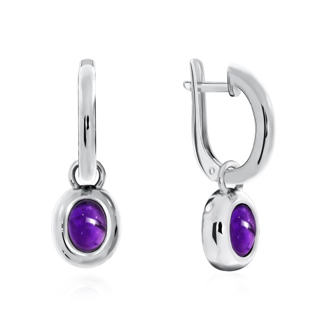 Серьги из серебра с аметист 2340060365 от KRASNOE, металл Серебро, вставка Аметист