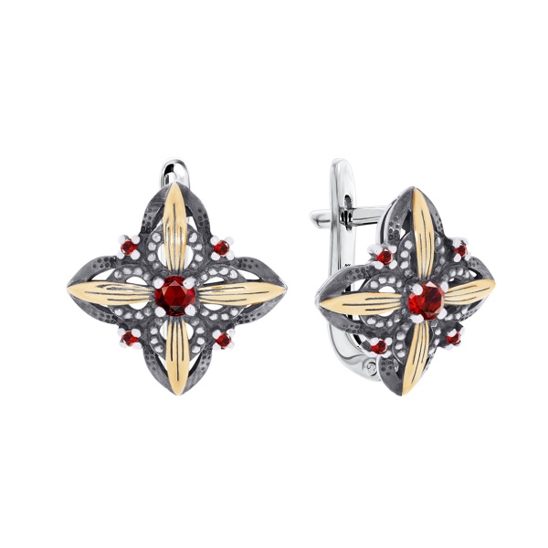Серьги из серебра с гранатами