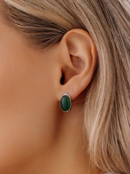 Серьги из серебра с авантюрином в ювелирном интернет-магазине