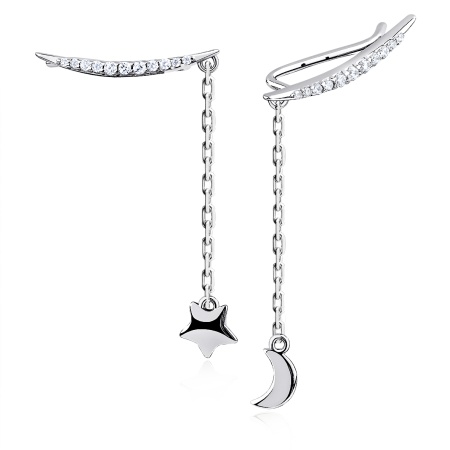 Серьги из серебра с фианитами 2340204903л-11-9 от KRASNOE, металл Серебро, вставка Фианит