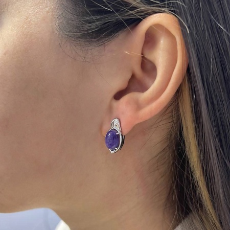 Серьги из серебра с чароитом