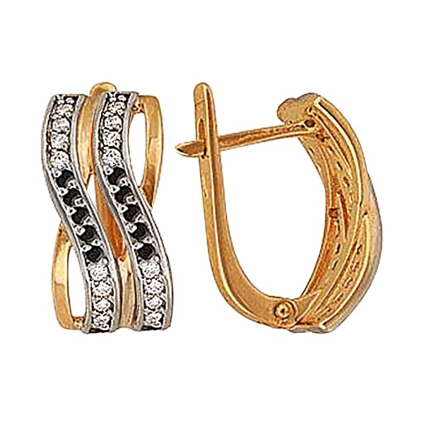 Серьги из золота со шпинелью и фианитами со скидкой