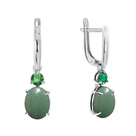 Серьги из серебра с авантюрином 2340360367-1-60 от KRASNOE, металл Серебро, вставка Авантюрин Натур.