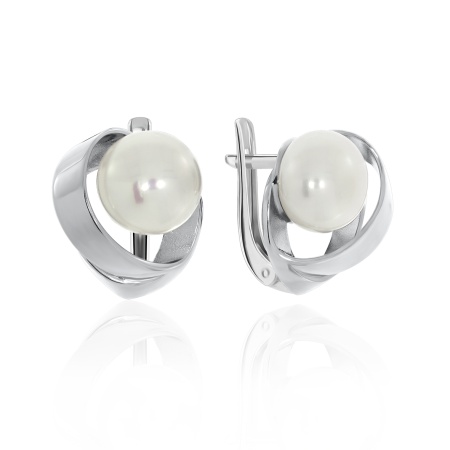 Серьги из серебра с жемчугами 2340050846-2 от KRASNOE, металл Серебро, вставка Жемчуг