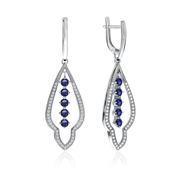 Серьги из серебра с наносапфиром 2340880766л-82 от KRASNOE, металл Серебро, вставка Ситалл