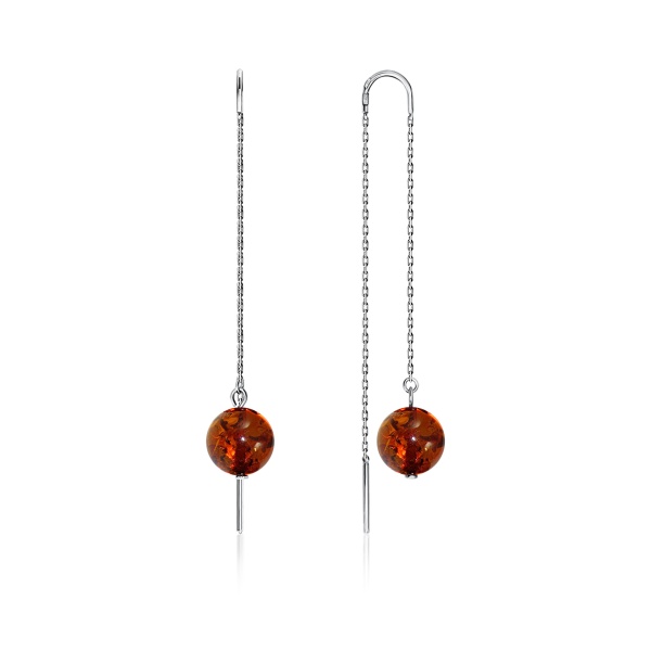 Серьги из серебра с янтарём