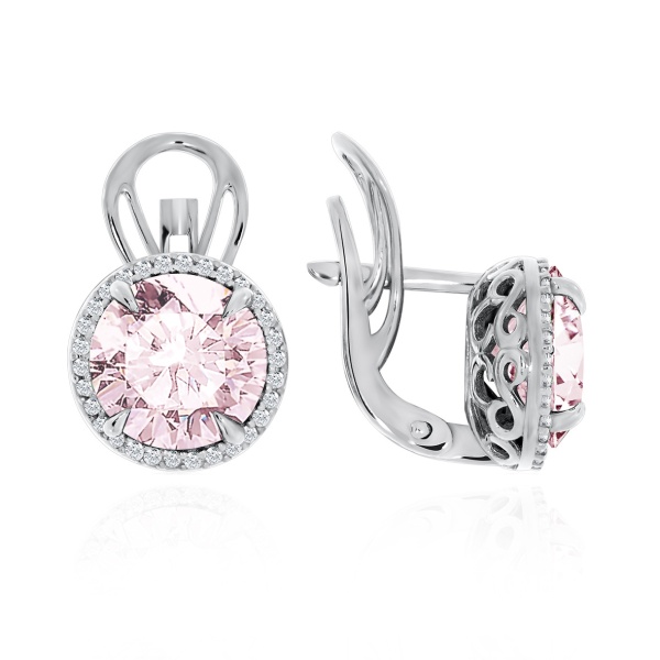 Серьги из серебра с кварцем и фианитами