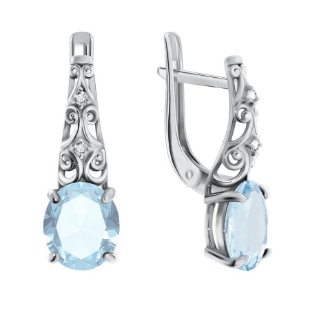 Серьги из серебра с топазами и фианитами 2340700122 от KRASNOE, металл Серебро, вставка Топаз (не использовать)