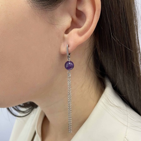Серьги из серебра с аметист