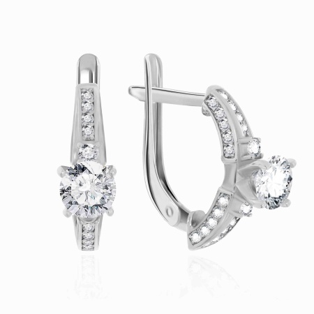Серьги из серебра с фианитом 2340200014-2 от KRASNOE, металл Серебро, вставка Фианит