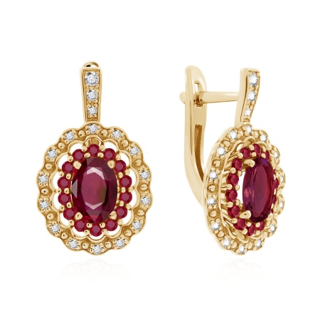 Серьги из серебра с рубином